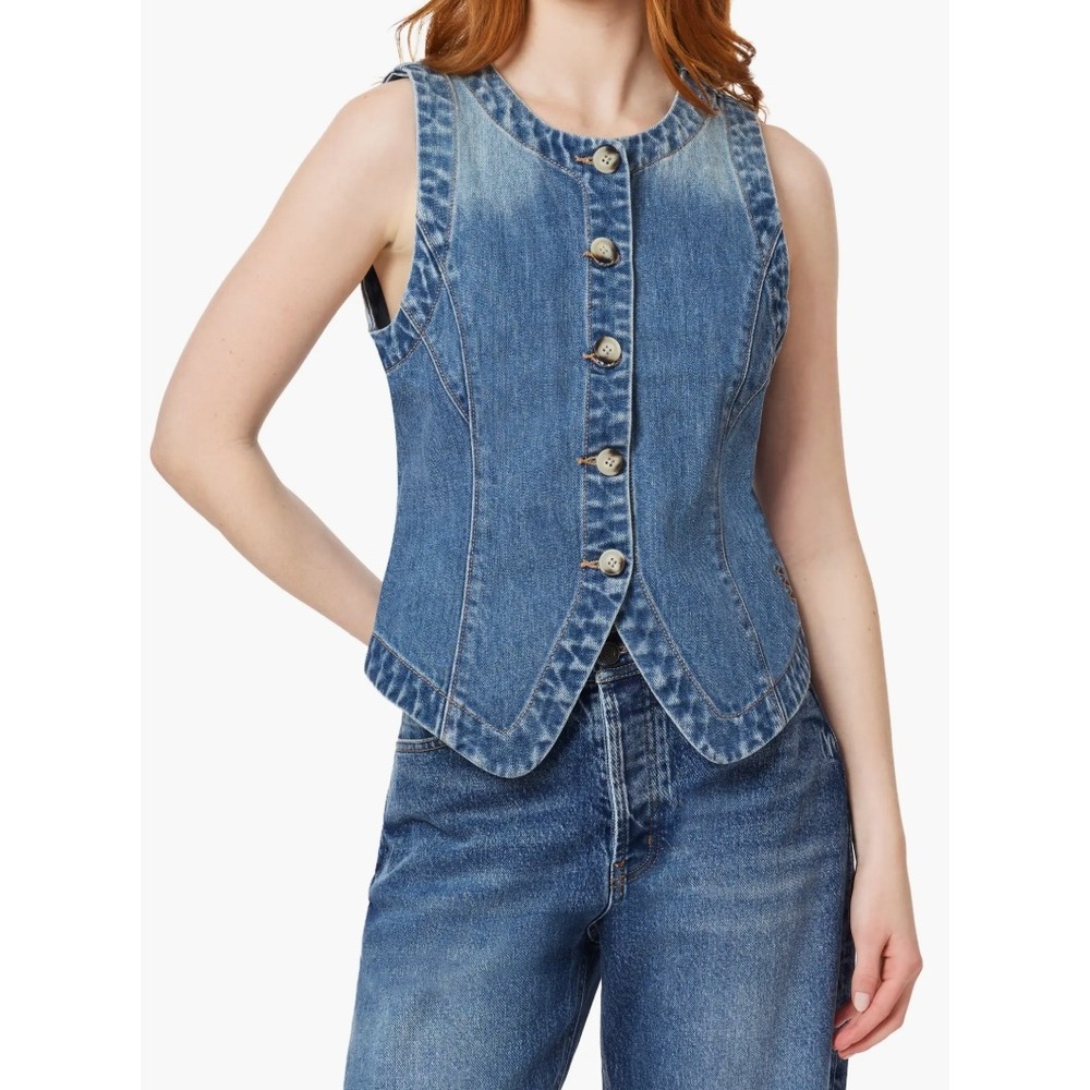 Scotch & Soda Amsterdam Cotton Denim Vest French Laundry Blue Button NWOT Medium